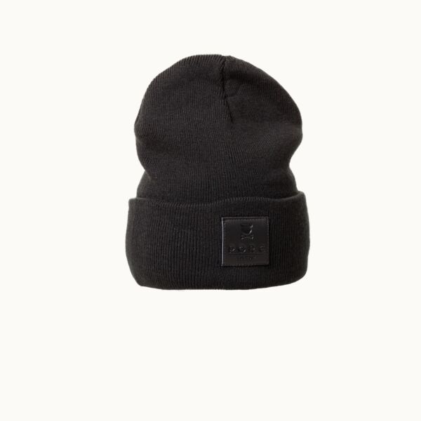 "Logo" Leather All Black Beanie