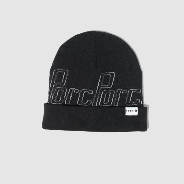"Tilted" Black Reflective Beanie
