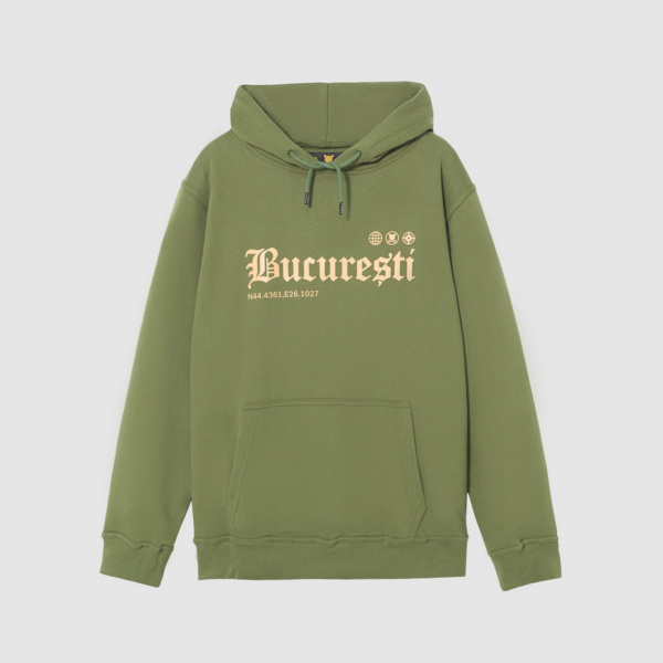 "Bucuresti" Olive Hooded Sweat