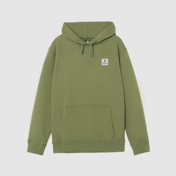 "Reflective Label" Olive Hooded Sweat