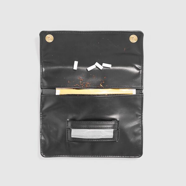 "Logo" Black Fake Leather Tobacco Wallet
