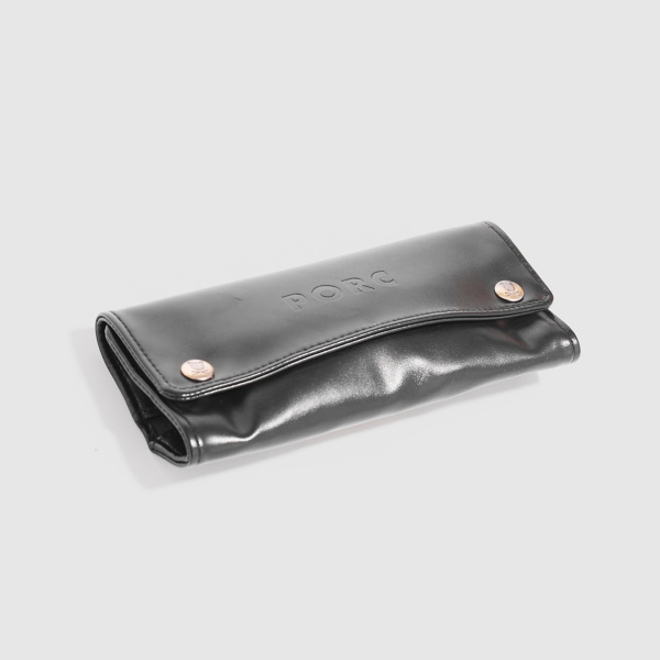 "Logo" Black Fake Leather Tobacco Wallet
