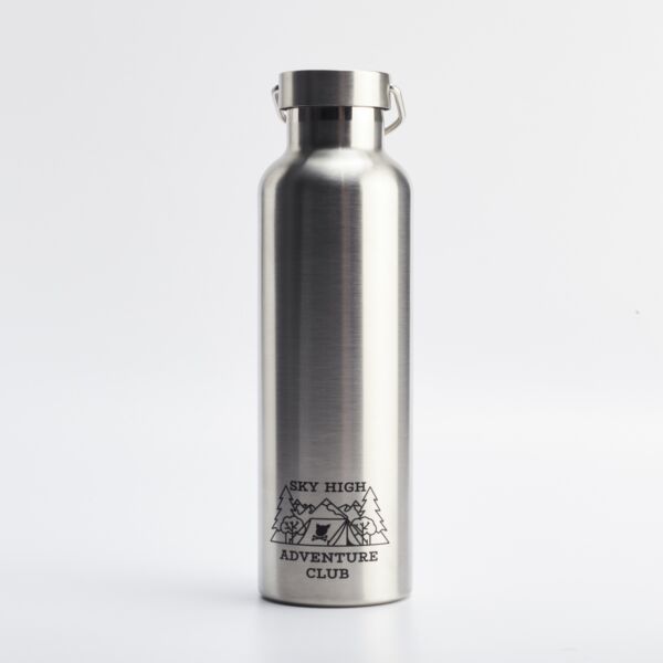 "Adventure Club" Silver Insulated Bottle