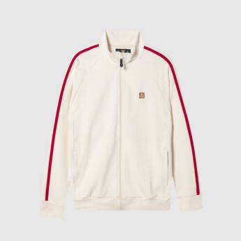 "Crooked" Off White/Red Track Top