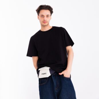 "Incognito" Off white/Black Reversible Hip Bag