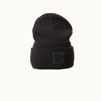 "Logo" Leather All Black Beanie