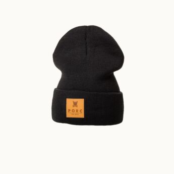 "Logo" Leather Black Beanie