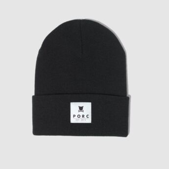 "Reflective Label" Black Beanie
