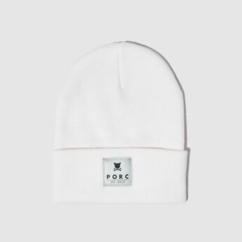 "Reflective Label" White Beanie