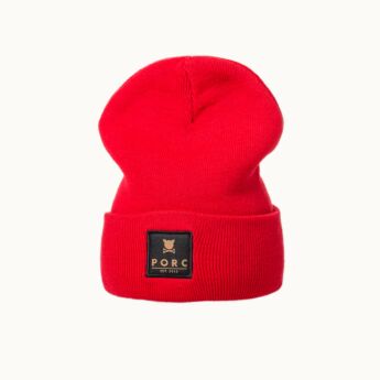"Logo" Woven Red Beanie