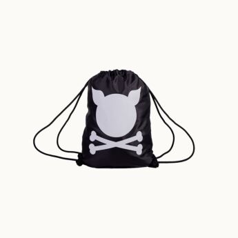 "Logo" Black Drawstring Bag