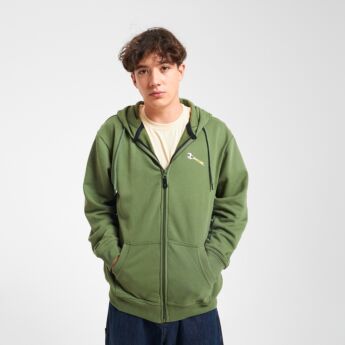 "Utility" Olive Zipper Hooded Sweat
