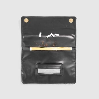 "Logo" Black Fake Leather Tobacco Wallet
