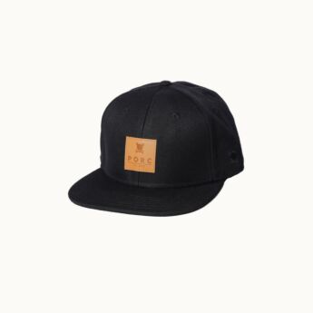 "Logo" Leather Premium Snapback Black