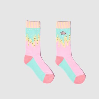 "Flying Pig" Mint/Pink Socks
