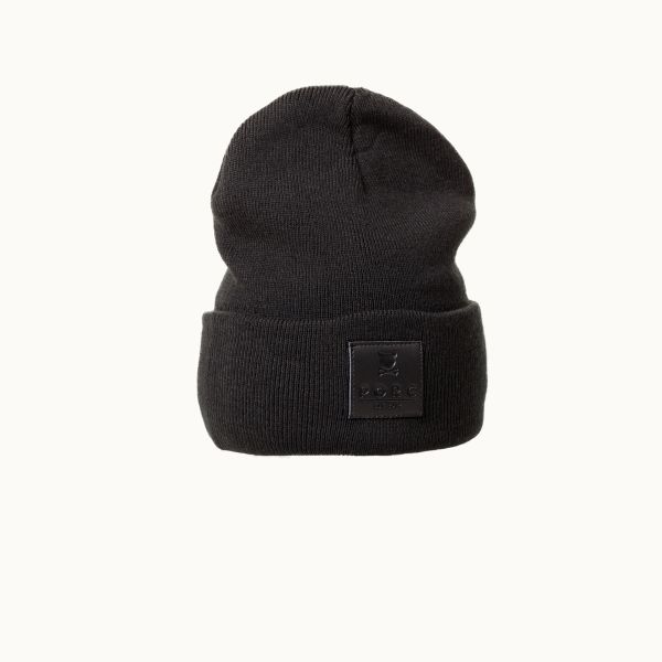 "Logo" Leather All Black Beanie