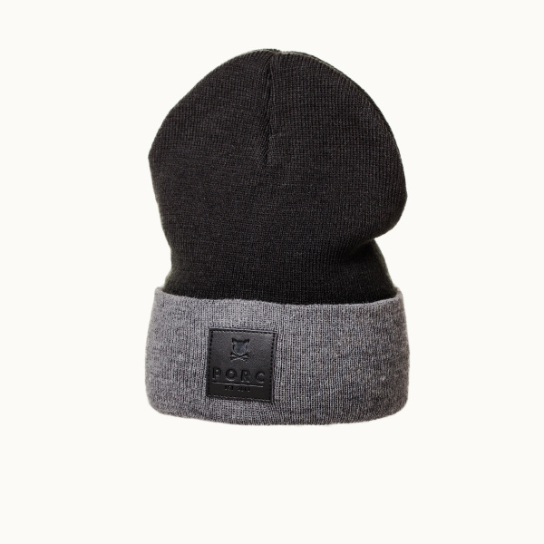 "Logo" Leather Black/Grey Beanie