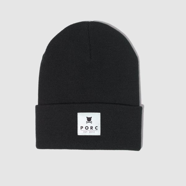 "Reflective Label" Black Beanie