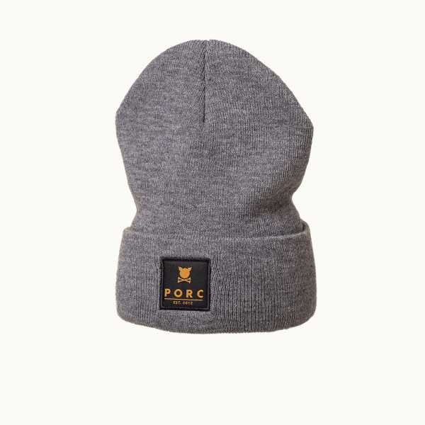 "Logo" Woven Grey Beanie