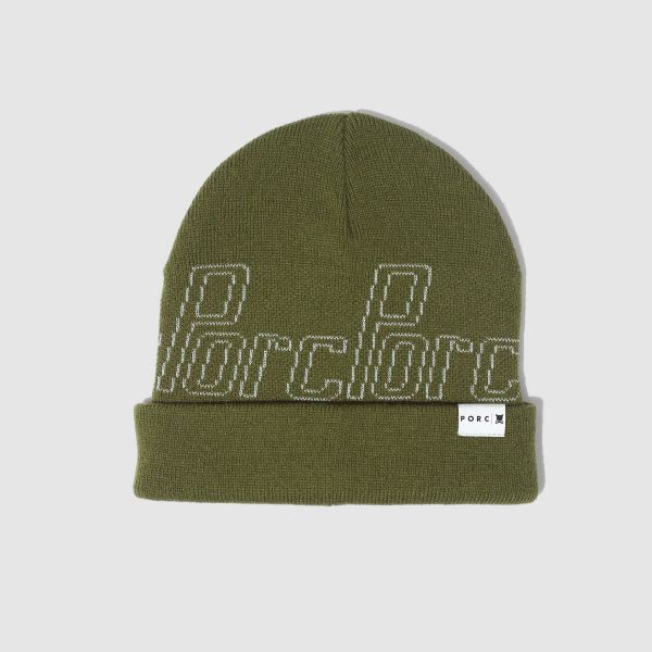 "Tilted" Olive Reflective Beanie