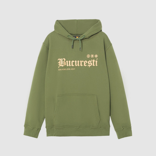 "Bucuresti" Olive Hooded Sweat
