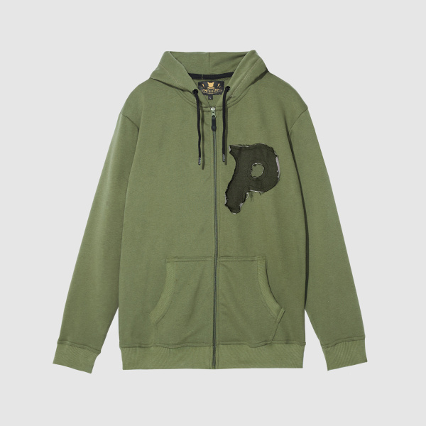 "Built for Chaos" Olive Zipper Hooded Sweat