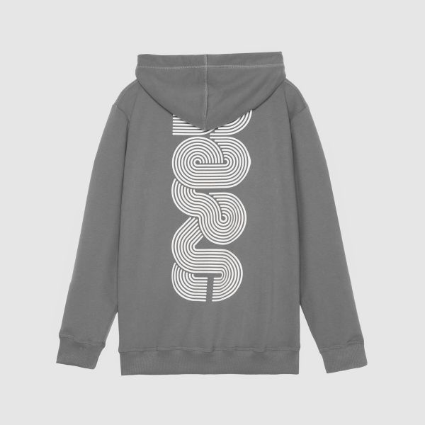 "Linear" Charcoal Zipper Hooded Sweat