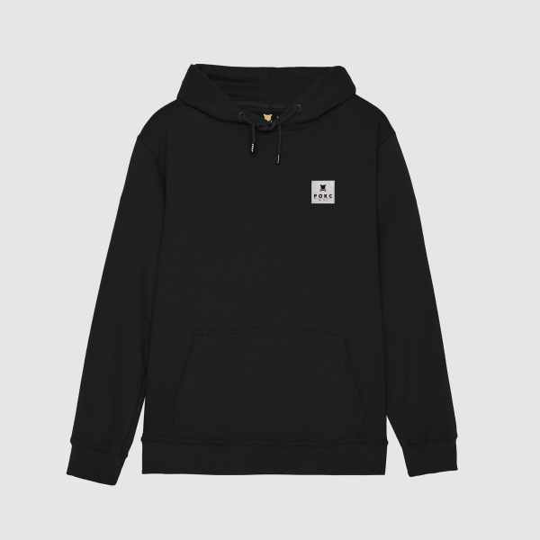 "Reflective Label" Black Hooded Sweat