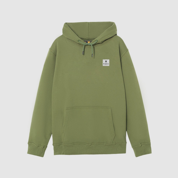 "Reflective Label" Olive Hooded Sweat