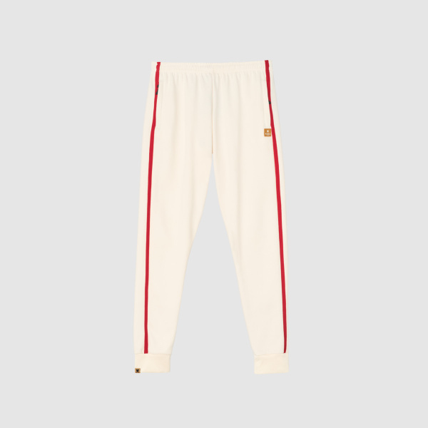 "Crooked" Off White/Red Track Pants