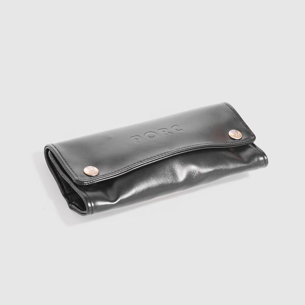 "Logo" Black Fake Leather Tobacco Wallet