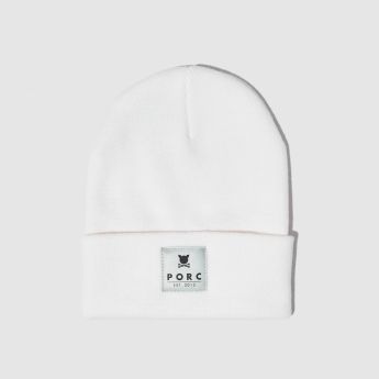 "Reflective Label" White Beanie
