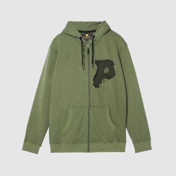 "Built for Chaos" Olive Zipper Hooded Sweat