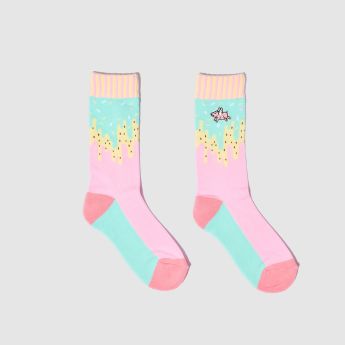 "Flying Pig" Mint/Pink Socks